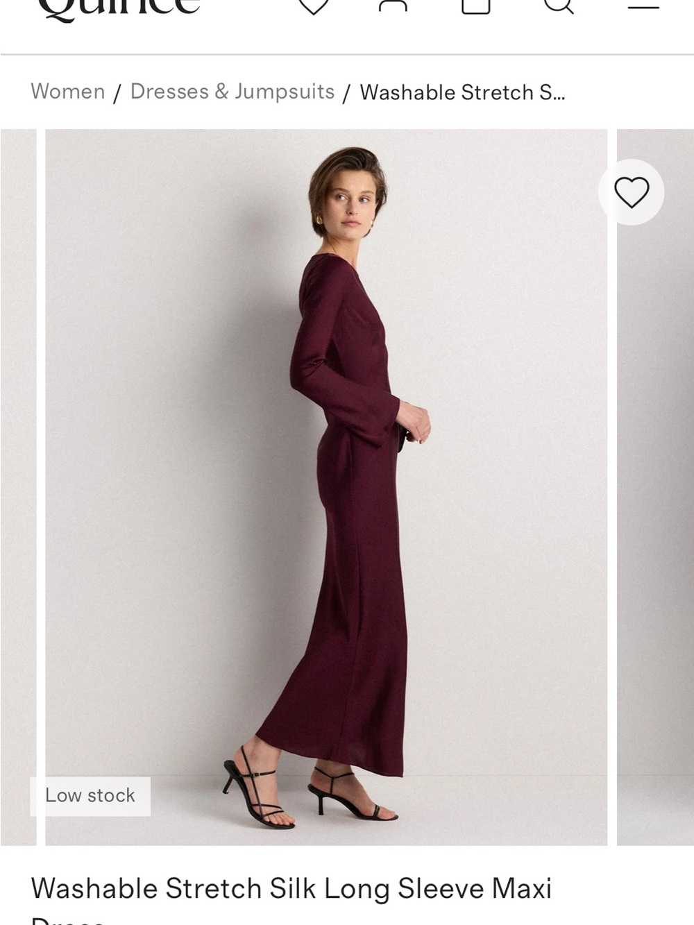 Washable Stretch Silk Long Sleeve Maxi Dress